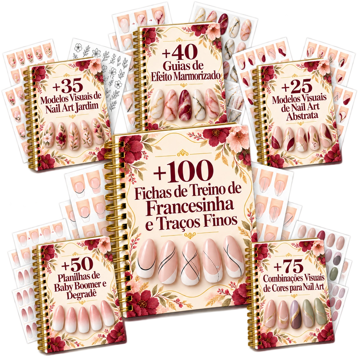 Coleção de Fichas de Treino e modelos de nail art do Plano completo